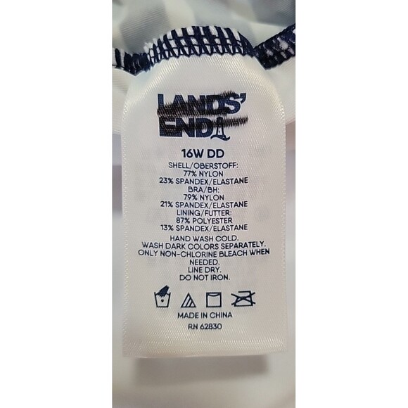 Lands' End Swim Top Navy Striped 16W DD Underwire Wrap Front Tankini 1X S411 - Picture 8 of 8